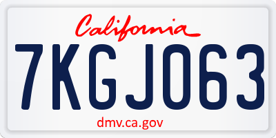 CA license plate 7KGJ063