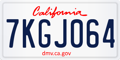 CA license plate 7KGJ064