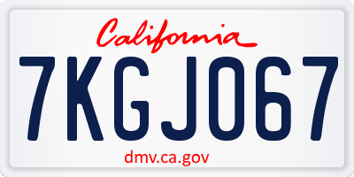 CA license plate 7KGJ067