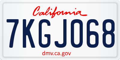 CA license plate 7KGJ068