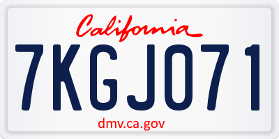 CA license plate 7KGJ071