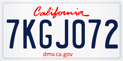 CA license plate 7KGJ072