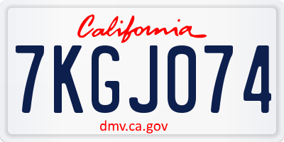 CA license plate 7KGJ074