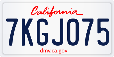 CA license plate 7KGJ075