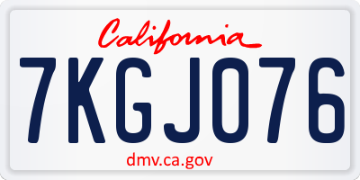 CA license plate 7KGJ076