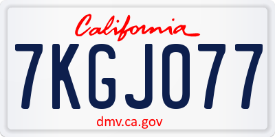 CA license plate 7KGJ077