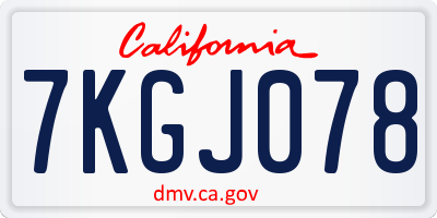 CA license plate 7KGJ078