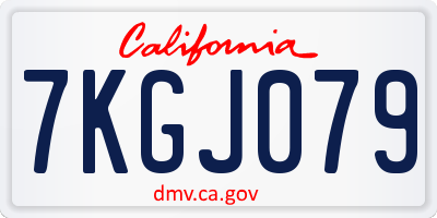 CA license plate 7KGJ079