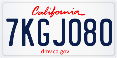 CA license plate 7KGJ080