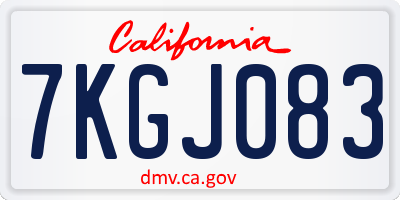 CA license plate 7KGJ083