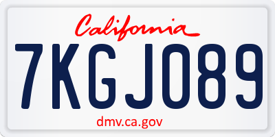 CA license plate 7KGJ089