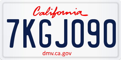 CA license plate 7KGJ090