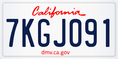 CA license plate 7KGJ091