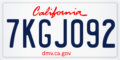 CA license plate 7KGJ092