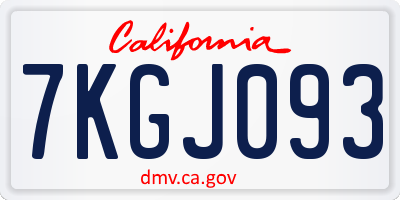 CA license plate 7KGJ093