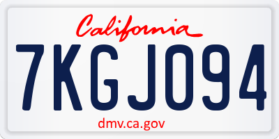 CA license plate 7KGJ094