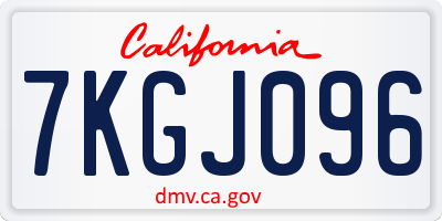 CA license plate 7KGJ096