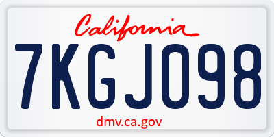 CA license plate 7KGJ098