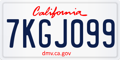CA license plate 7KGJ099
