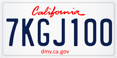 CA license plate 7KGJ100