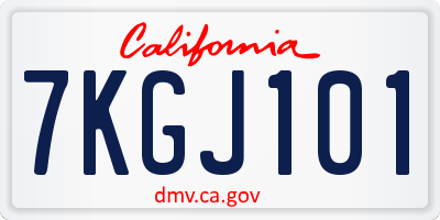 CA license plate 7KGJ101