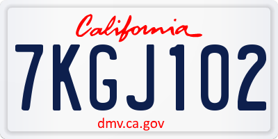 CA license plate 7KGJ102
