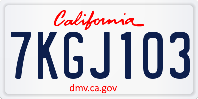 CA license plate 7KGJ103