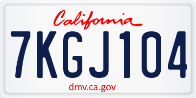 CA license plate 7KGJ104
