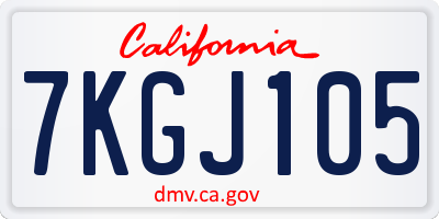 CA license plate 7KGJ105