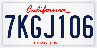 CA license plate 7KGJ106