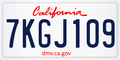 CA license plate 7KGJ109