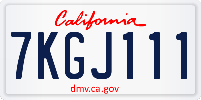 CA license plate 7KGJ111