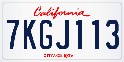 CA license plate 7KGJ113