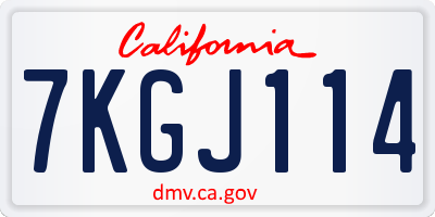 CA license plate 7KGJ114