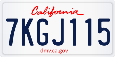 CA license plate 7KGJ115