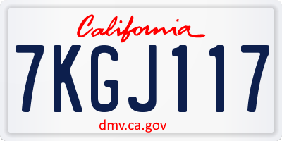 CA license plate 7KGJ117