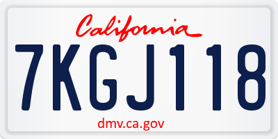 CA license plate 7KGJ118