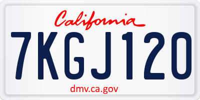CA license plate 7KGJ120