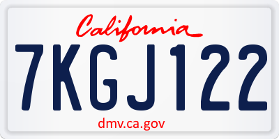 CA license plate 7KGJ122