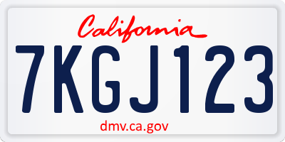 CA license plate 7KGJ123