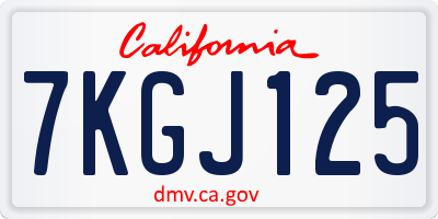 CA license plate 7KGJ125