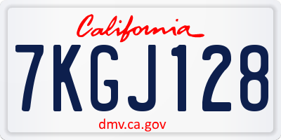 CA license plate 7KGJ128