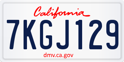 CA license plate 7KGJ129