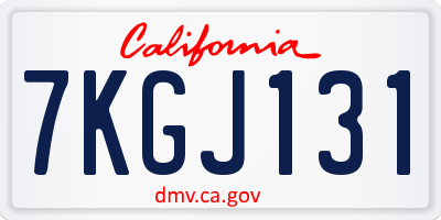 CA license plate 7KGJ131