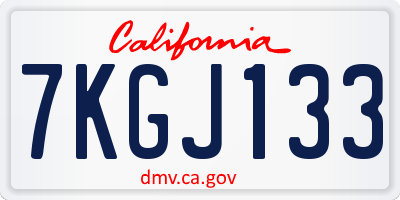 CA license plate 7KGJ133