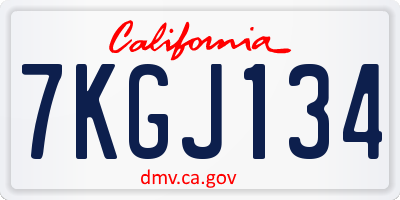 CA license plate 7KGJ134