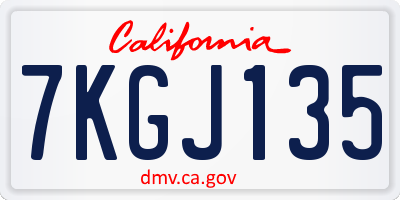 CA license plate 7KGJ135