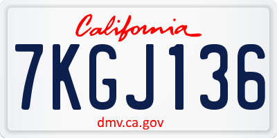 CA license plate 7KGJ136