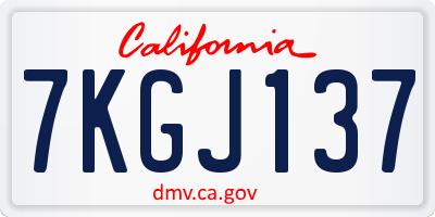 CA license plate 7KGJ137