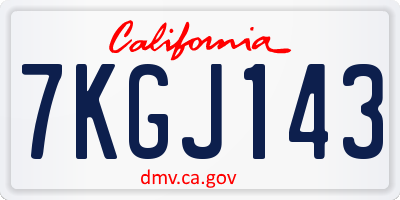 CA license plate 7KGJ143